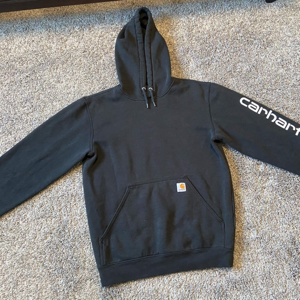 Carhartt k288 hoodie men small loose fit slightly faded black